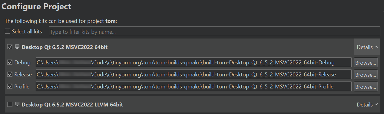tom - QtCreator - Configure Project